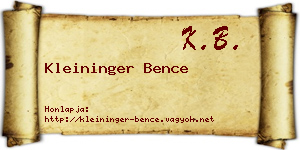 Kleininger Bence névjegykártya